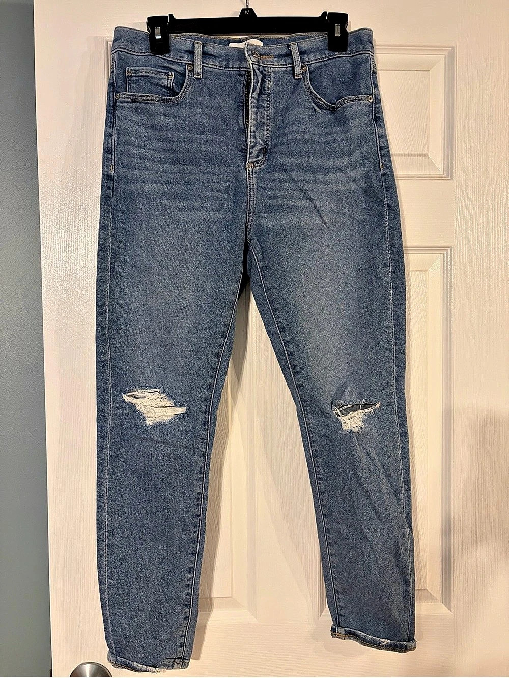 LOFT The Skinny Jeans Distressed Skinny Jeans Blue Waist 30